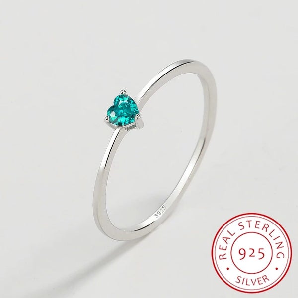 Paraiba NEW Fashion Sapphire Couples Ring For Women Heart-Shaped Genuine Ster... Carousel 2