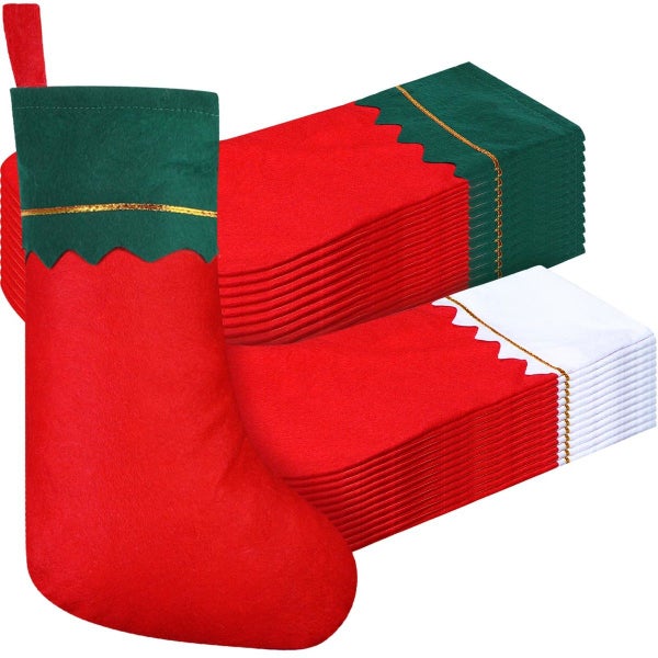 24 Pcs Felt Christmas Stockings 38CM Party Favors Stockings Xmas Decoration Carousel 2