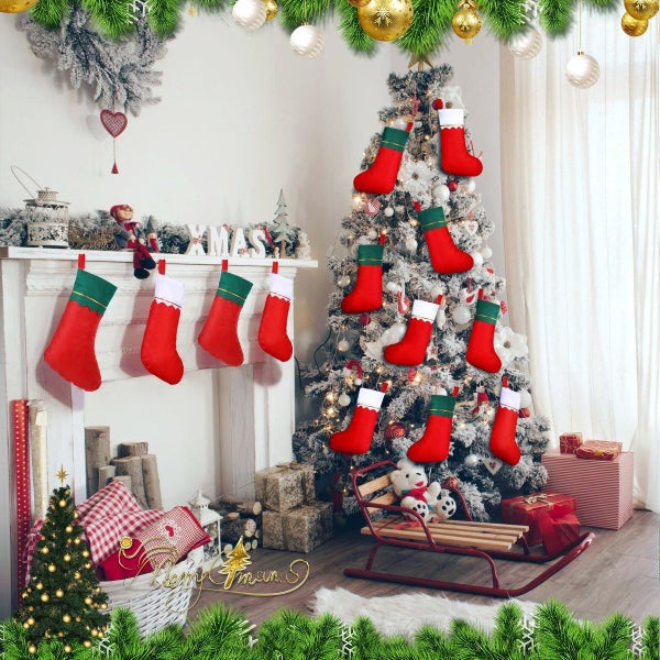 24 Pcs Felt Christmas Stockings 38CM Party Favors Stockings Xmas Decoration Carousel 7