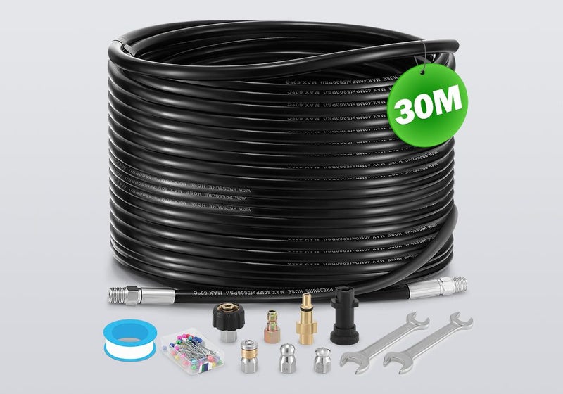 Sewer Jetter Kit 30M Pressure Washer Drain Cleaner Hose Carousel 2