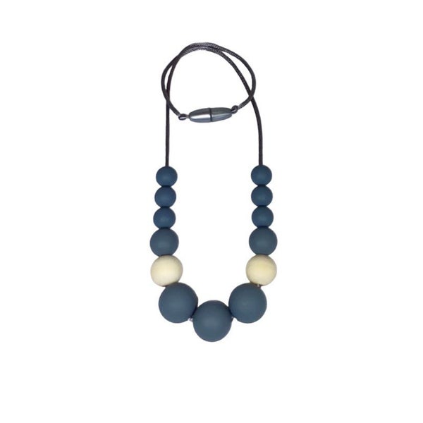 Sophia Nursing Necklace ~ Silicone Beads ~ Pebble Grey Carousel 1