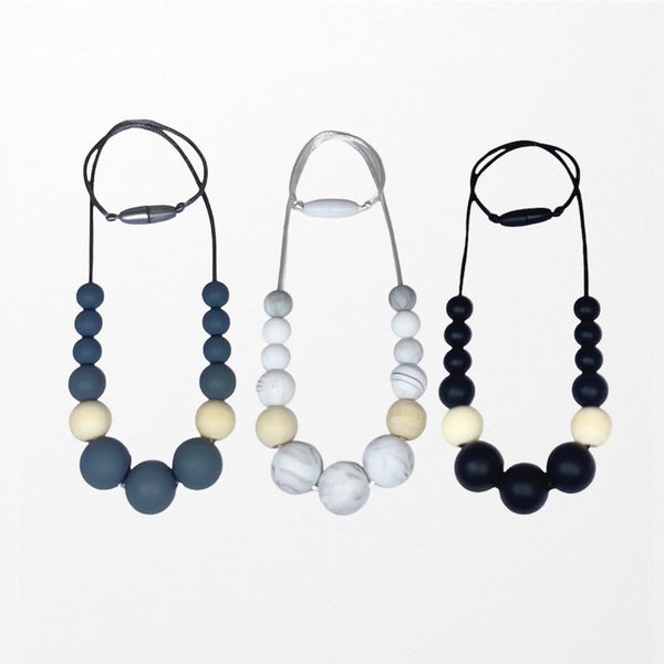 Sophia Nursing Necklace ~ Silicone Beads ~ Pebble Grey Carousel 2