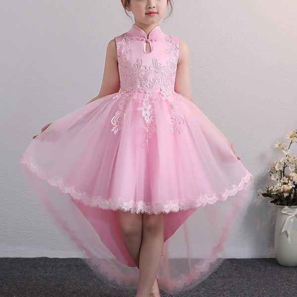 New Design Kids Dress For 4-12 Girls Wedding Party Tailing Tulle Elegant Prin... Carousel 2