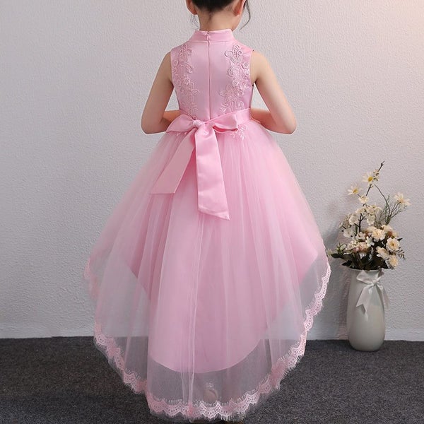 New Design Kids Dress For 4-12 Girls Wedding Party Tailing Tulle Elegant Prin... Carousel 5