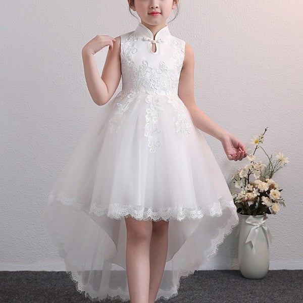 New Design Kids Dress For 4-12 Girls Wedding Party Tailing Tulle Elegant Prin... Carousel 1