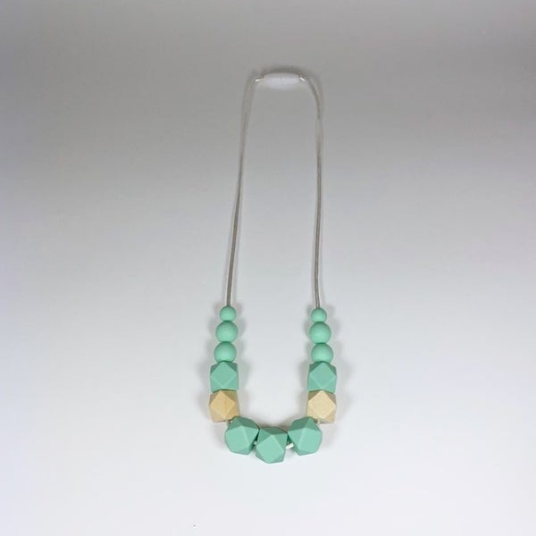 Amelia Nursing Necklace ~ Silicone Beads ~ Mint Green Carousel 2