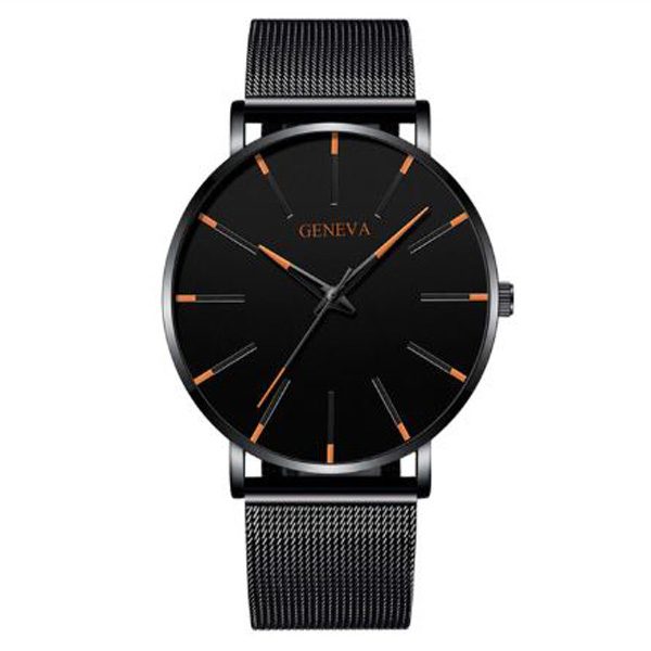 SALE! Super Slim Black Gold Pointer Stainless Steel Quartz Watch Carousel 1