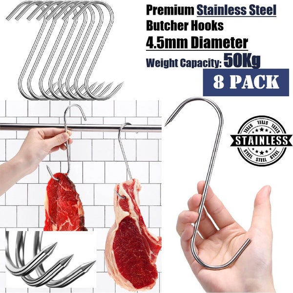 8Pack Butcher Meat Hooks Stainless Steel S-Hooks *Local Clearance* Carousel 1