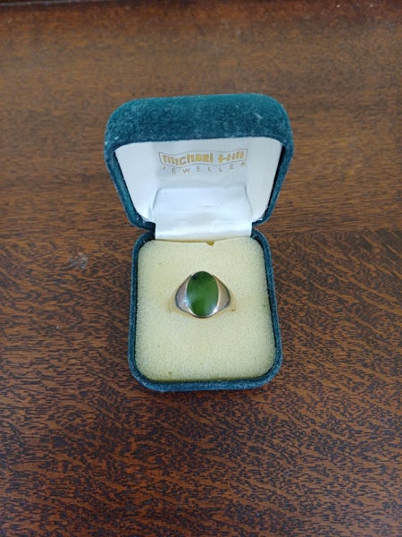 Vintage 9ct Yellow Gold Greenstone Ring - 6.7gms - Good Used Condition Carousel 1