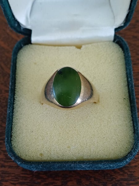 Vintage 9ct Yellow Gold Greenstone Ring - 6.7gms - Good Used Condition Carousel 2