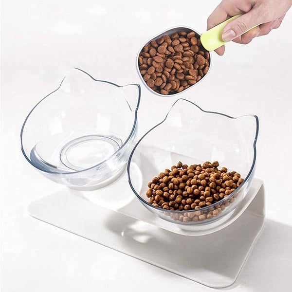 Raised Cat Bowl with Stand, 15o Tilted Cat Bowls for Kittens Elevated Cat Bow... Carousel 2