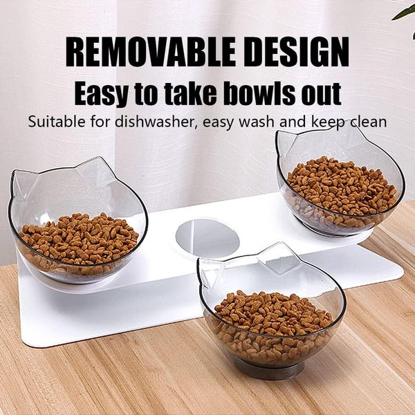Raised Cat Bowl with Stand, 15o Tilted Cat Bowls for Kittens Elevated Cat Bow... Carousel 15