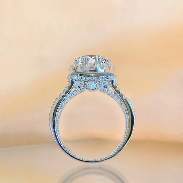 Real 2ct Moissanite Rings Sterling Sier Excellent Round Cut Pass Test Diamond... Carousel 6