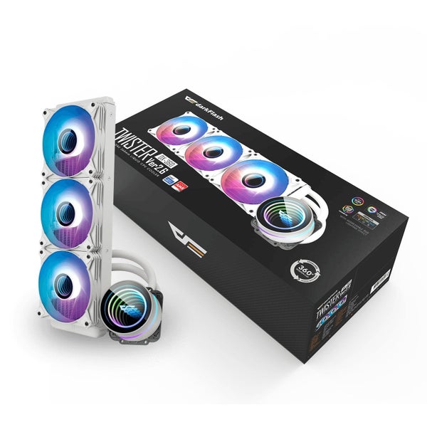 DarkFlash Twister DX360 V2.6 360mm AIO Liquid CPU Cooler - White Carousel 1