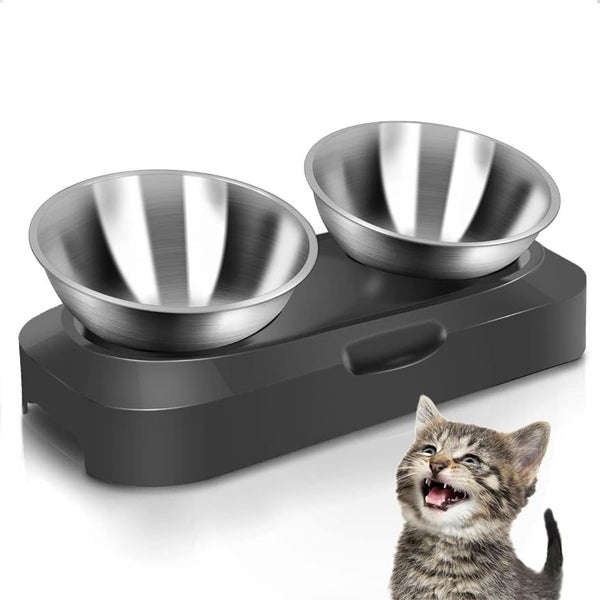 Stainless Steel Cat Food Bowl, 15-Angle, Ergonomic Design Reduces Vomiting Carousel 2