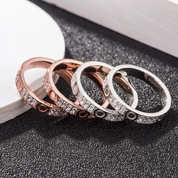 Starry ring love rings nail Ring designer womens Titanium steel rose gold sie... Carousel 7