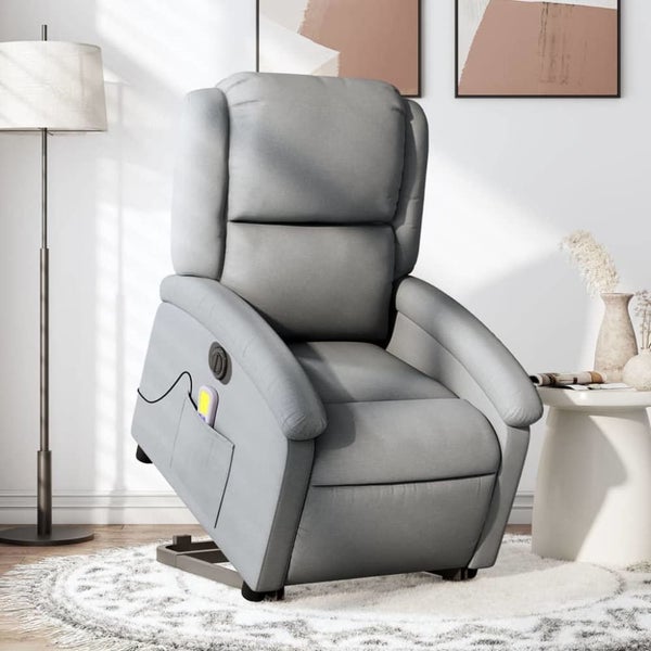 Electric Stand Up Massage Recliner Chair Light Grey Fabric Txbpaab Carousel 1