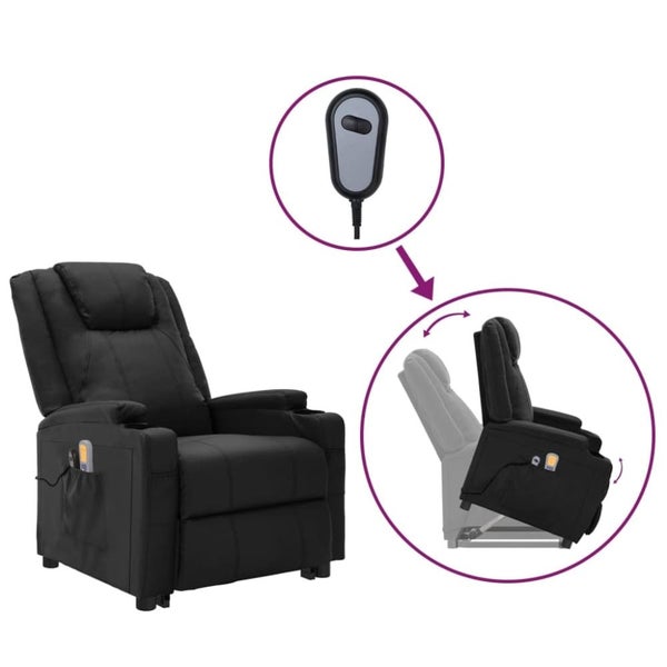 Stand Up Massage Reclining Chair Black Faux Leather Topxxaa Carousel 1