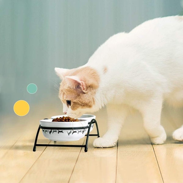 Y YHY Cat Bowls Elevated, Ceramic, 12 Ounces, Reduce Neck Burden, Anti Vomiti... Carousel 9