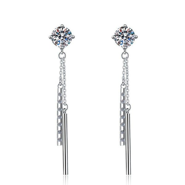2ct Moissanite Tassel Earrings S925 Silver Platinum Plated Dangle Earrings -LS162971018267777111