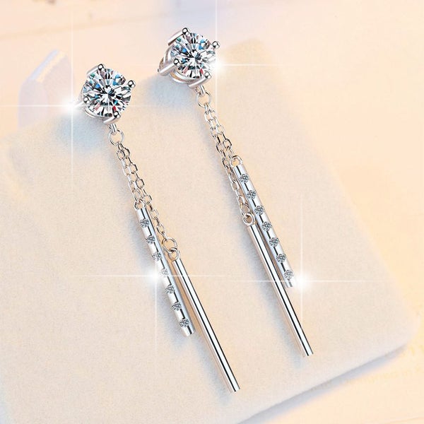 2ct Moissanite Tassel Earrings S925 Silver Platinum Plated Dangle Earrings -LS162971018267777111