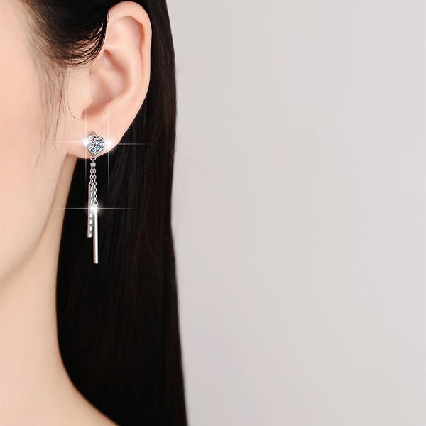 2ct Moissanite Tassel Earrings S925 Silver Platinum Plated Dangle Earrings -LS162971018267777112