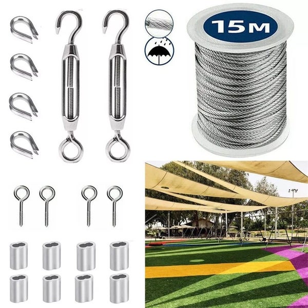 Railing Fence Wire Rope Cable Clothesline Kit Stainless Steel Cable Hanging Set Carousel 1