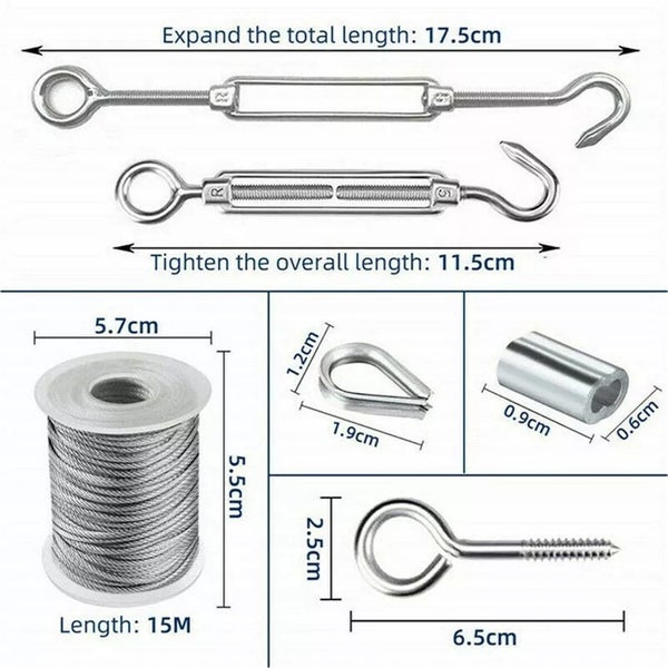 Railing Fence Wire Rope Cable Clothesline Kit Stainless Steel Cable Hanging Set Carousel 2