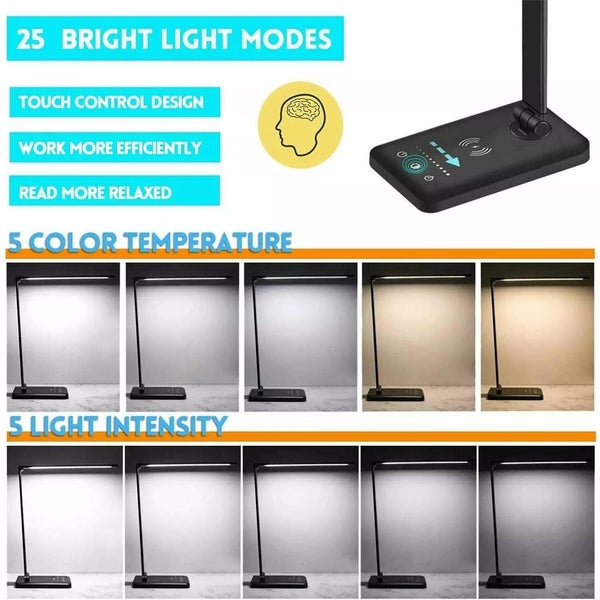 Touch LED Desk Lamp Bedside Study Reading Table Light Dimmable USB Rechargeable Carousel 2