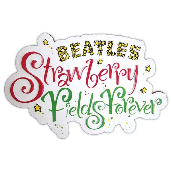 The Beatles Strawberry Fields Forever Logo Embossed Fridge Magnet Carousel 1