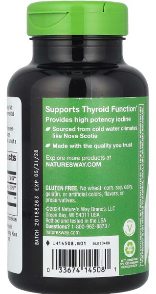 NATURE'S WAY KELP 600 MG - 180 VEGAN CAPS - THYROID FUNCTION - E0728 Carousel 3