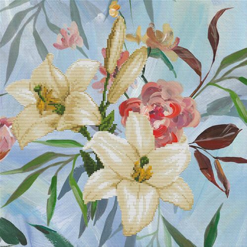Needle Art World No-Count Cross Stitch Kit - Wild Lilly Bouquet Carousel 1
