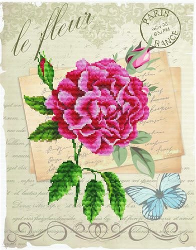 Needle Art World No-Count Cross Stitch Kit - Rose Bloom Carousel 1