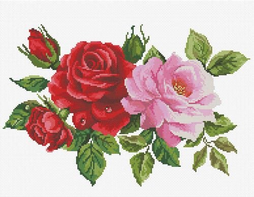 Needle Art World No-Count Cross Stitch Kit - Rose Bouquet Carousel 1