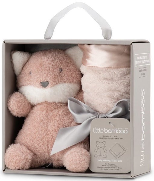 Little Linen: Little Bamboo Plush Blankie Set - Dusty Rose Carousel 3