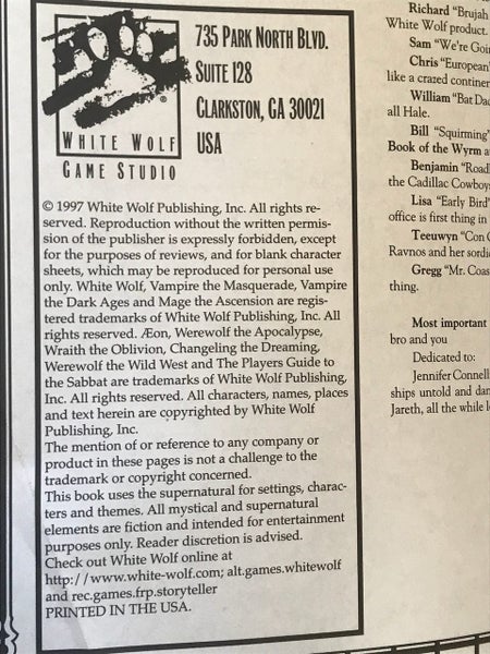 THE PLAYERS GUIDE TO THE SABBAT - A Sourcebook For Vampire: The Masquerade - RPG Carousel 3