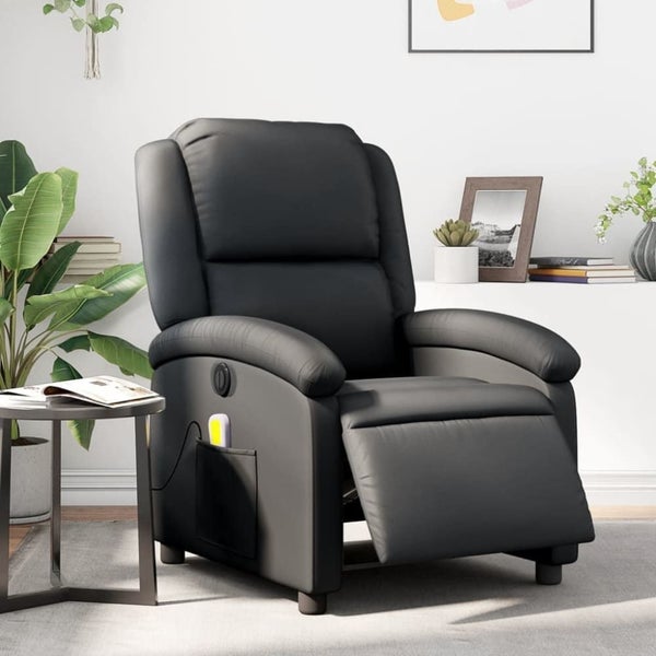 Electric Massage Recliner Chair Black Real Leather Txbpaii Carousel 1