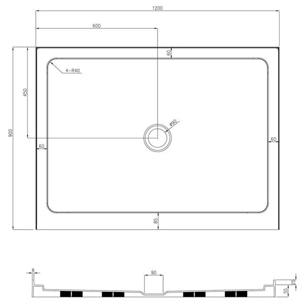 Vogue Sombra 1200mm Black Frameless Shower Combo Carousel 8