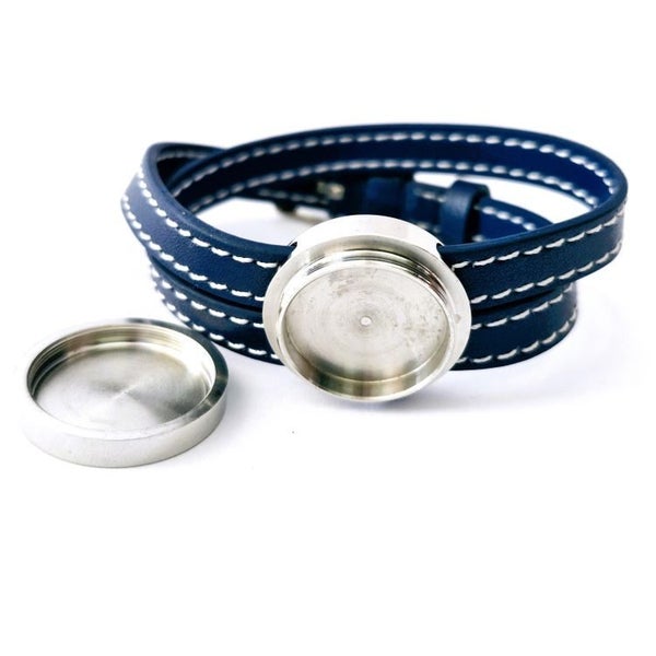 Circle Leather Memorial Bracelets - 4 colour options to choose from Carousel 1