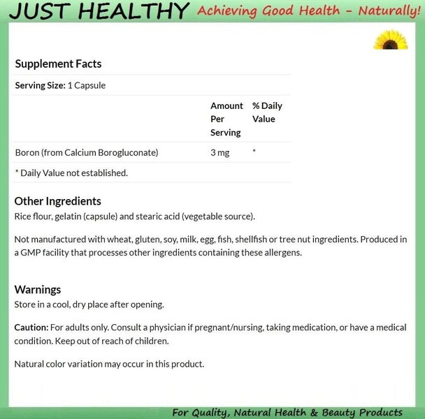 BORON - 3 MG - 250 VEGETARIAN CAPSULES Carousel 2