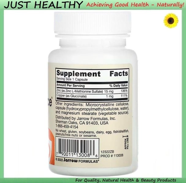 ZINC CHELATE & COPPER - 15 mg - 100 VEGE CAPS Carousel 2