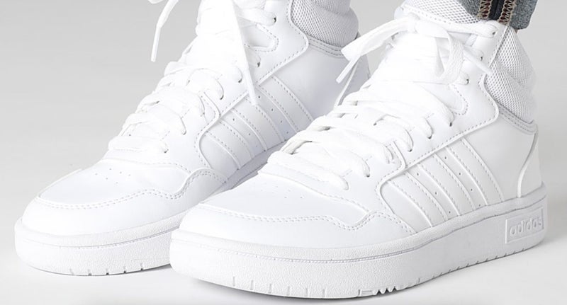 Adidas Hoop 3.0 Mid High Triple White Sneakers Women's US 11 Display New No Box Carousel 2