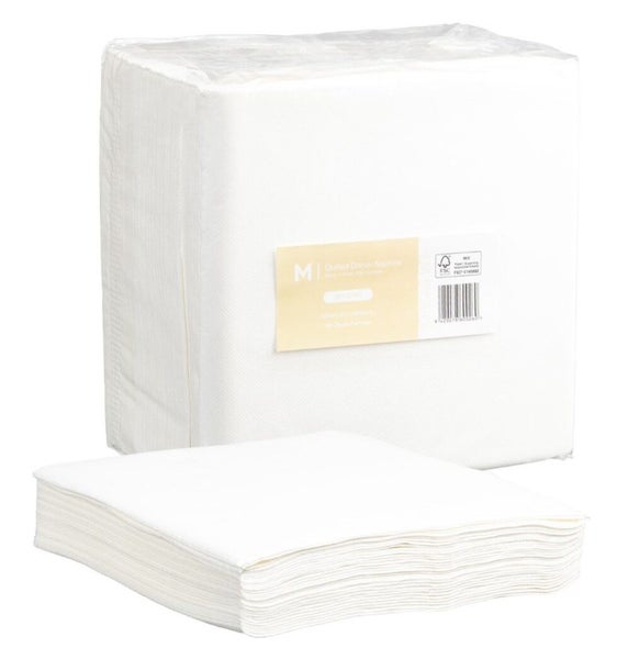 Quilted Dinner Napkins 1/4 Fold - White, 400mm x 400mm, 2 Ply(Box Of 800) Carousel 1