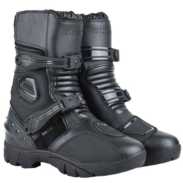 RIDERACT(R) Mens Motorcycle Boots Cruiser Activa Black Motorbike Boots Safety... Carousel 1