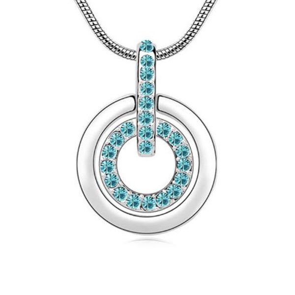 CRAZY PRICE! Elegant Topaz Blue Crystal Circle Necklace Carousel 1