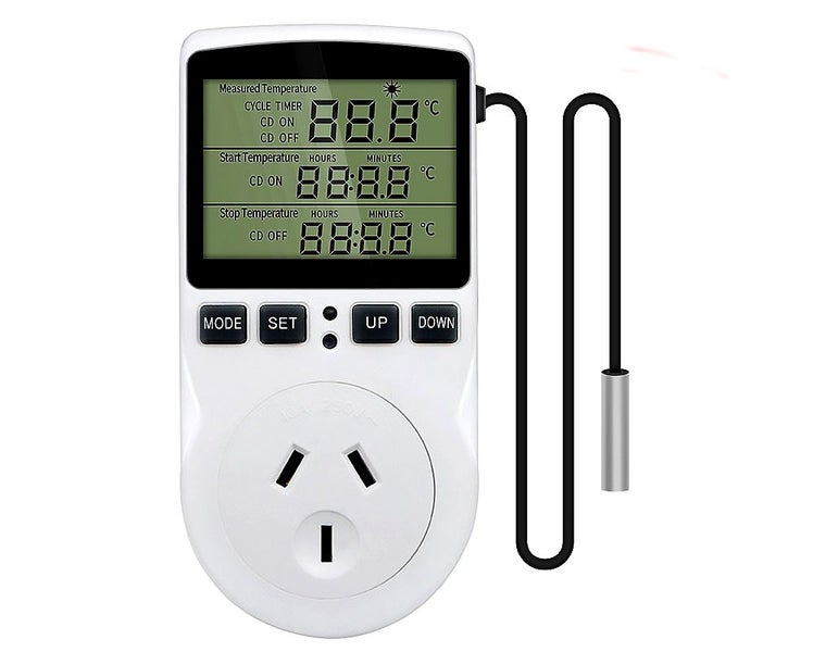 Combination Cyclic Delay Timer & Thermostat 2400W. Heating cooling. 230 24 or12v Carousel 1