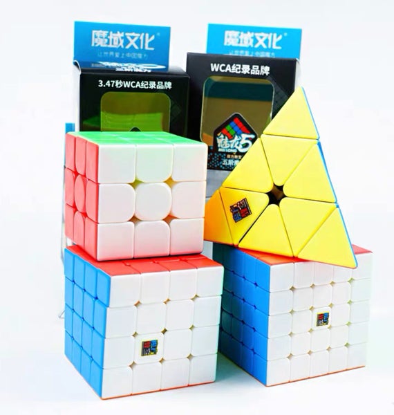 4pcs Combo deal - triangle / 3x3 / 4x4 / 5x5 Rubik’s speed cube Carousel 1