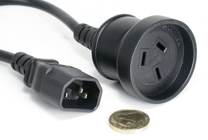 IEC Plug to NZ/AUST Socket Cable-assembly - 300mm 3 Core 10 Amp 250Vac Black Carousel 1