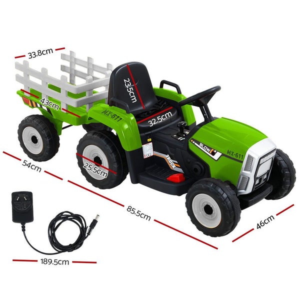 Rigo Kids Ride On Car Tractor Trailer Toy Electric Cars 12V Battery Green Kids R Carousel 2