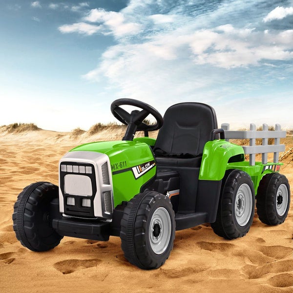 Rigo Kids Ride On Car Tractor Trailer Toy Electric Cars 12V Battery Green Kids R Carousel 7